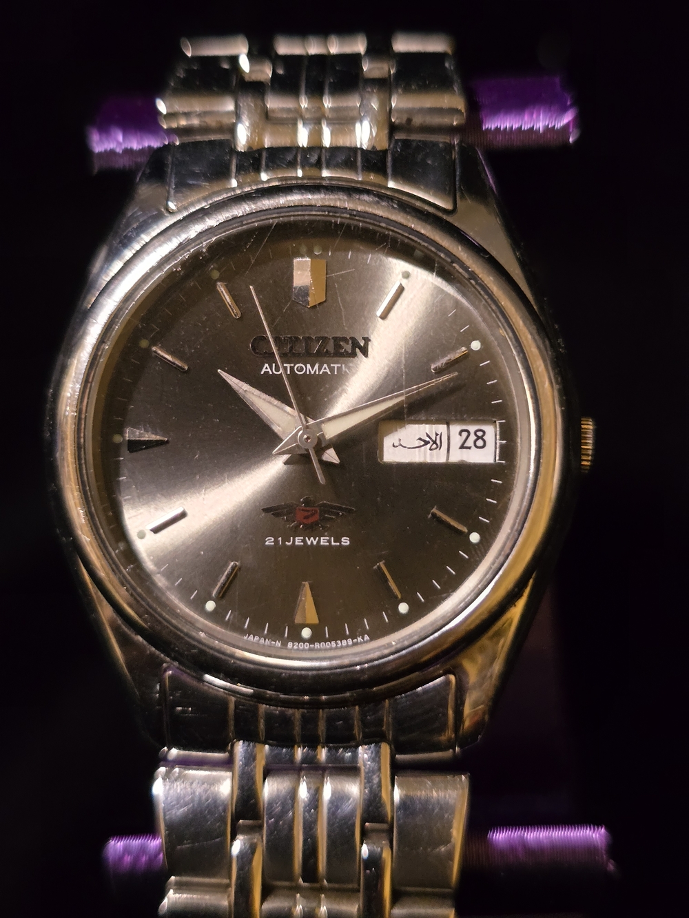 Citizen Silver Stainless Steel Watch with Gray Sunburst Dial